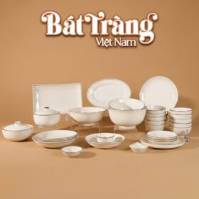 Bộ bát đĩa men sứ trắng Đại Gia Yến Hội BD-55