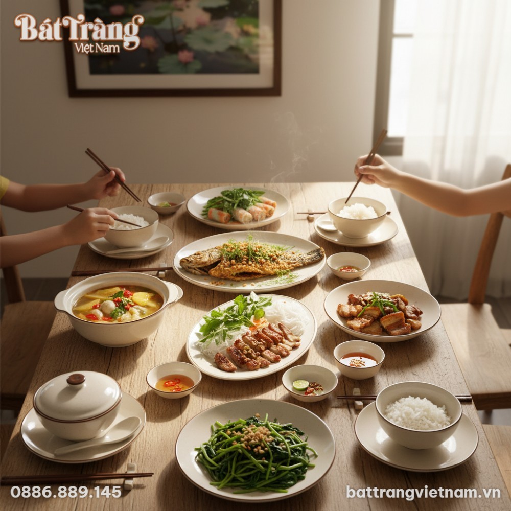 Đầy đủ các vật phẩm phục vụ cho bữa ăn gia đình