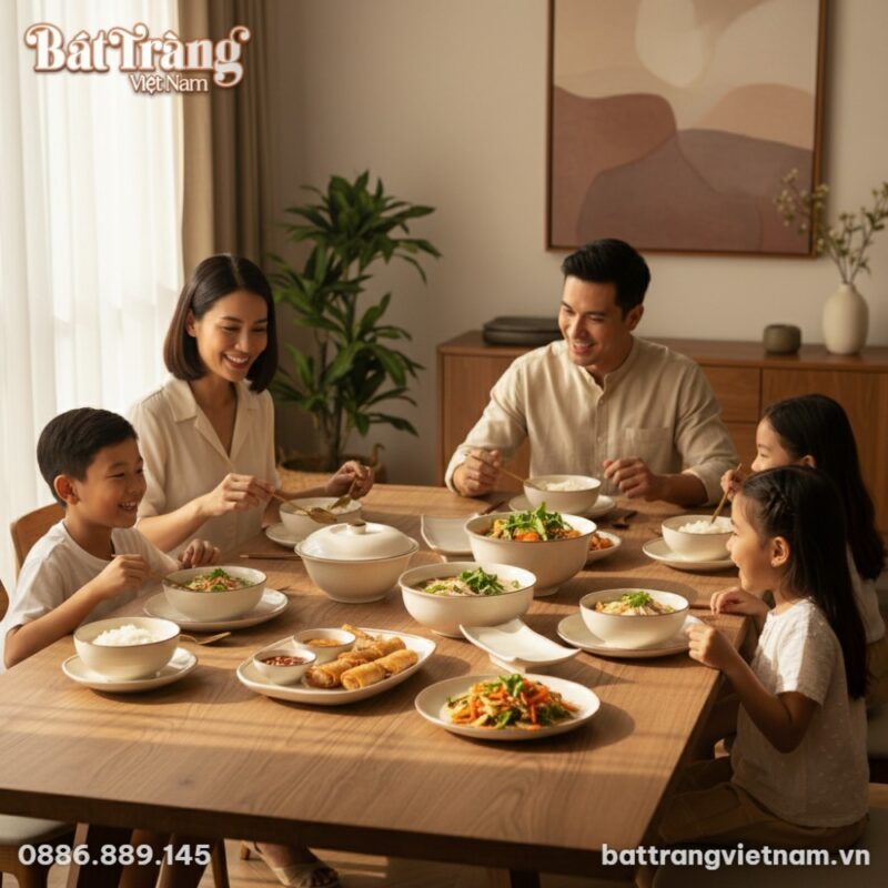 Một gia đình Việt Nam hiện đại đang quây quần b...