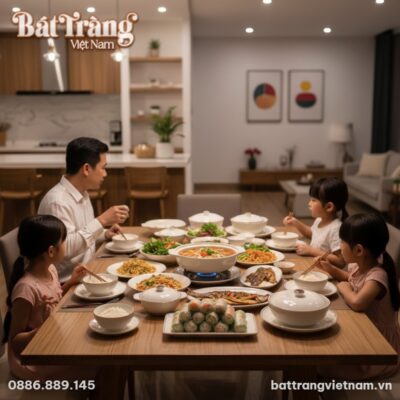 Gia đình Việt hiện đại quây quần bên bàn ăn tối...