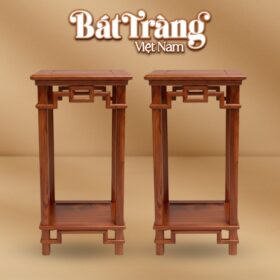 Cặp đôn gỗ hương dáng vuông khắc họa tiết vuông đối xứng BT-ĐG16