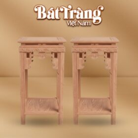Cặp đôn vuông gỗ mộc chân thẳng chạm triện 2 tầng BT-ĐG12