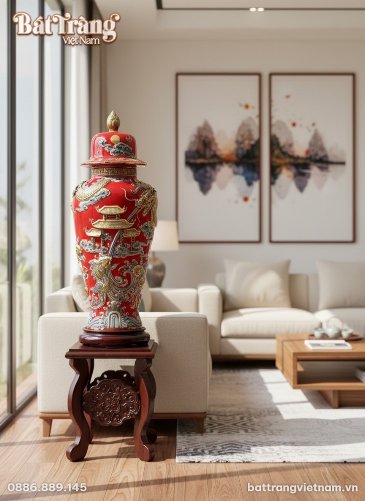 Choé phong thủy Cá chép vượt Vũ Môn cao 80cm me...