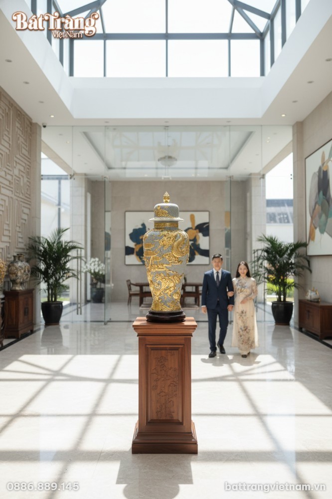 Cho&eacute; phong thuỷ men rạn cao 80cm, đặt tr&ecirc;n đ&ocirc;n ...