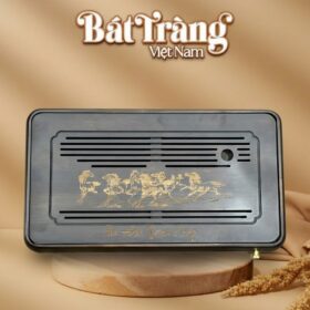 Khay tre đựng dụng cụ pha trà khắc họa tiết Mã Đáo Thành Công BT-KDT05
