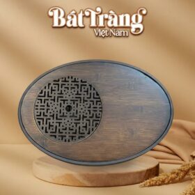 Khay tre đựng trà cao cấp hình bầu dục 45x30x6cm BT-KDT07