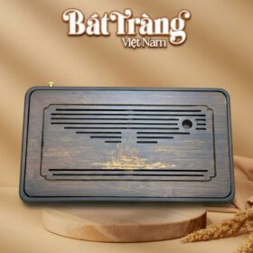 Khay tre đựng trà khắc họa tiết Thuận Buồm Xuôi Gió 48x28x6cm BT-KDT03