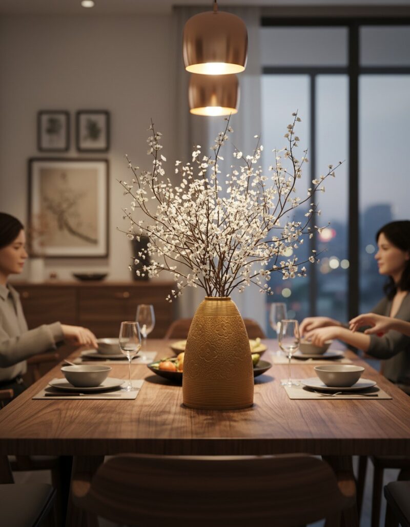 Lọ hoa gốm Bát Tràng dáng chuông cao 48cm cắm h...