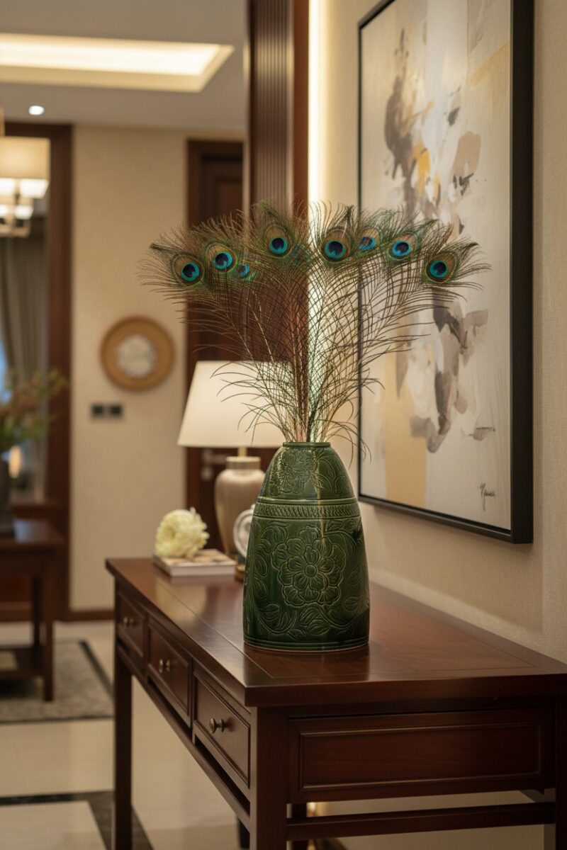 Lọ hoa gốm Bát Tràng dáng chuông xanh lục bảo 4...