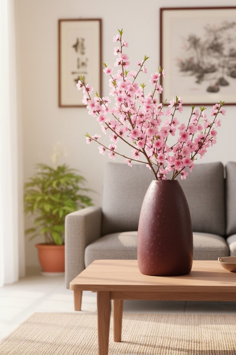 Cận cảnh lọ hoa gốm Bát Tràng dáng chuông men n...