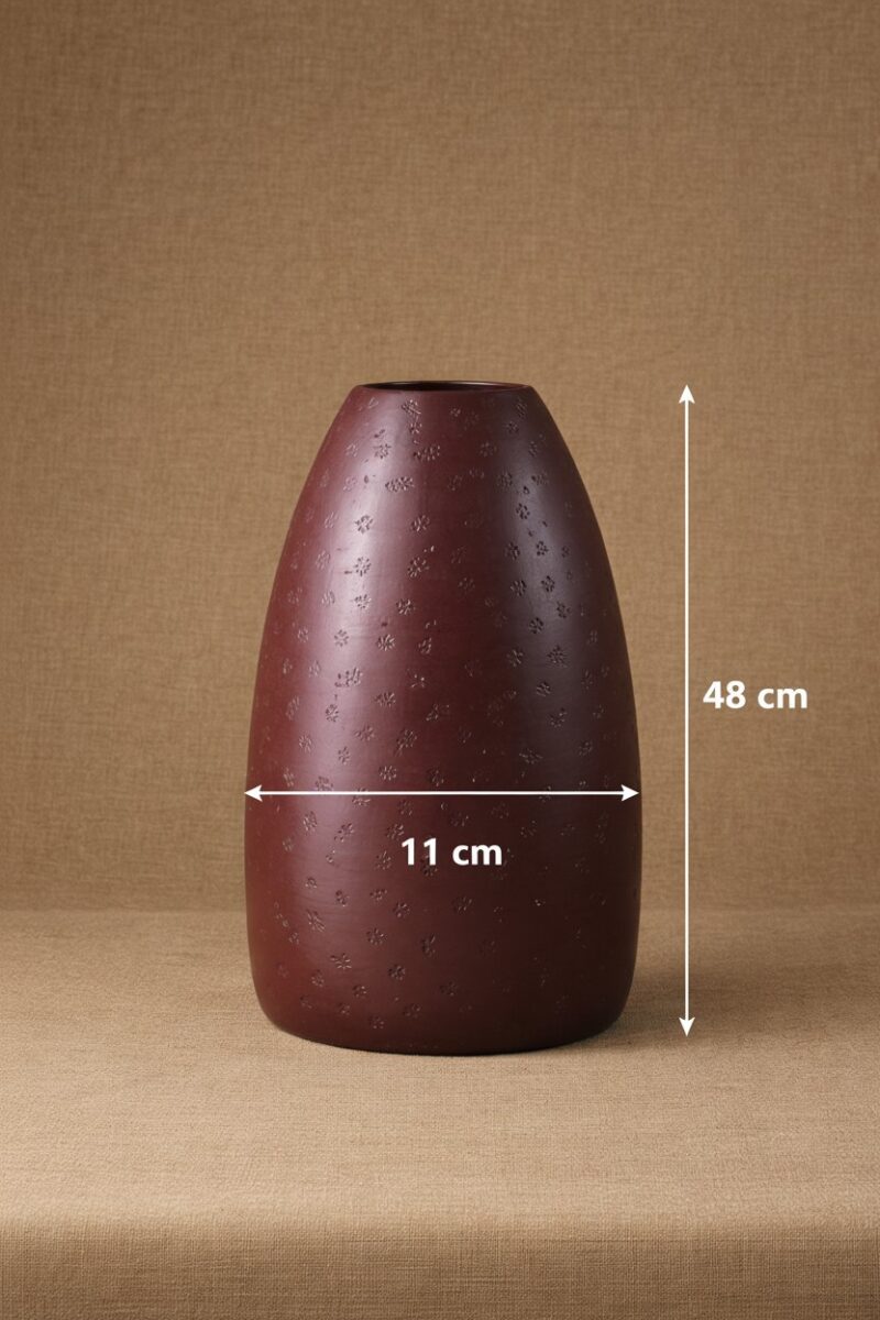 Kích thước Lọ hoa dáng chuông hoạ tiết hoa nhí men nâu mộc Bát Tràng BT_LH74