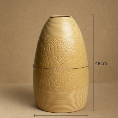 Kích thước Lọ hoa dáng chuông hoạ tiết hoa văn men nâu be Bát Tràng BT_LH65