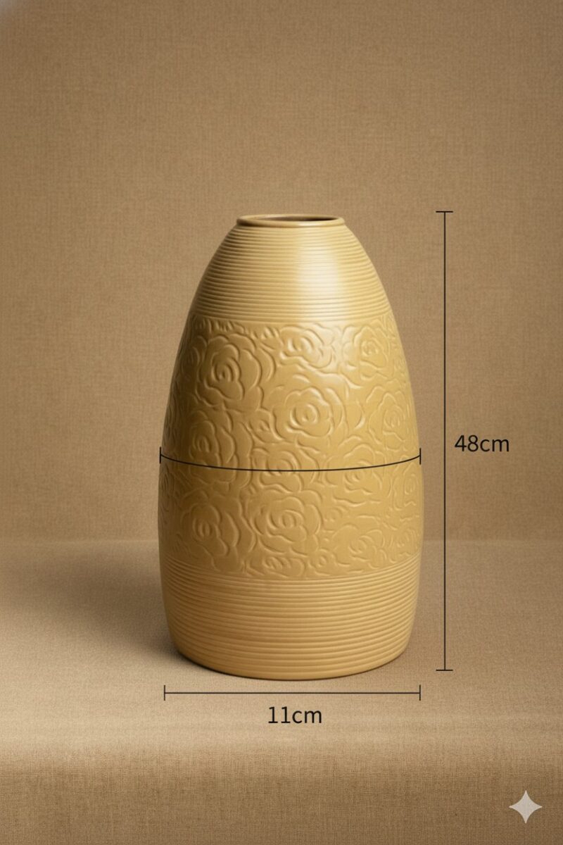 Kích thước Lọ hoa dáng chuông hoạ tiết hoa văn men nâu be Bát Tràng BT_LH65