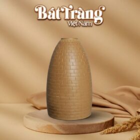 Lọ hoa dáng chuông hoạ tiết ô gạch nổi Bát Tràng BT-LH106