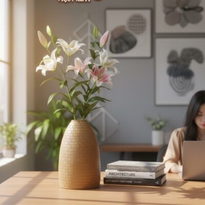 Lọ hoa BT_LH55 cao 48cm, họa tiết gạch nổi 3D, ...