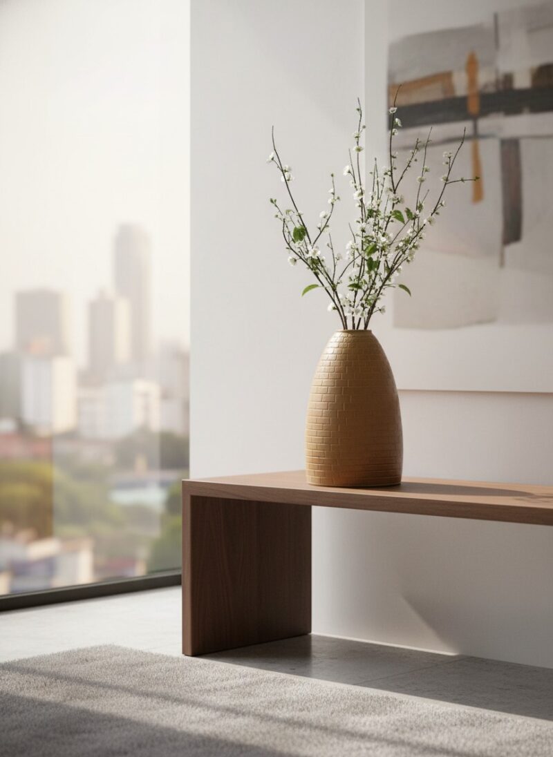 Lọ hoa BT_LH55 màu nâu đất, cao 48cm, họa tiết ...