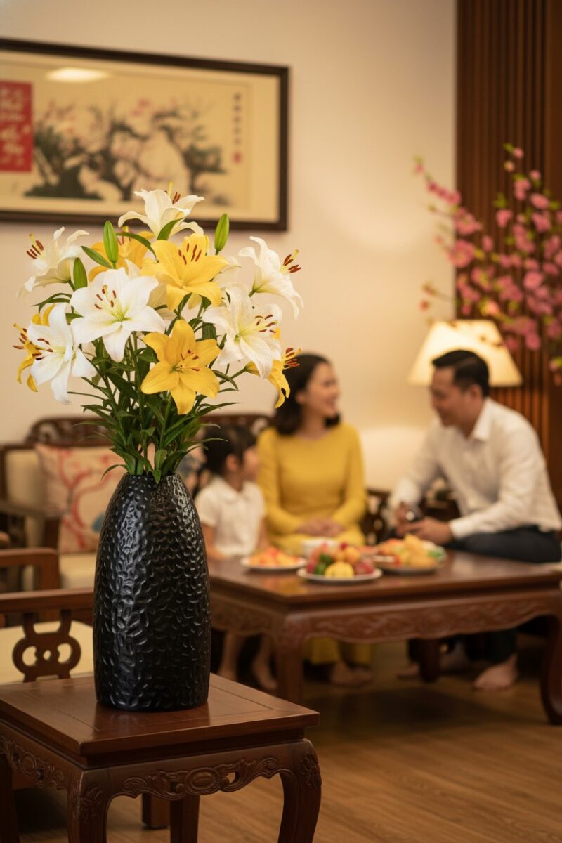 Lọ hoa gốm Bát Tràng men đen dáng chuông cao 52... Lọ hoa gốm Bát Tràng men đen dáng chuông cao 52...