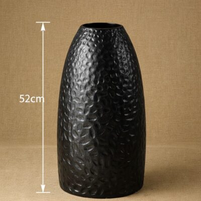 Kích thước Lọ hoa dáng chuông hoạ tiết sần men đen Bát Tràng BT_LH56