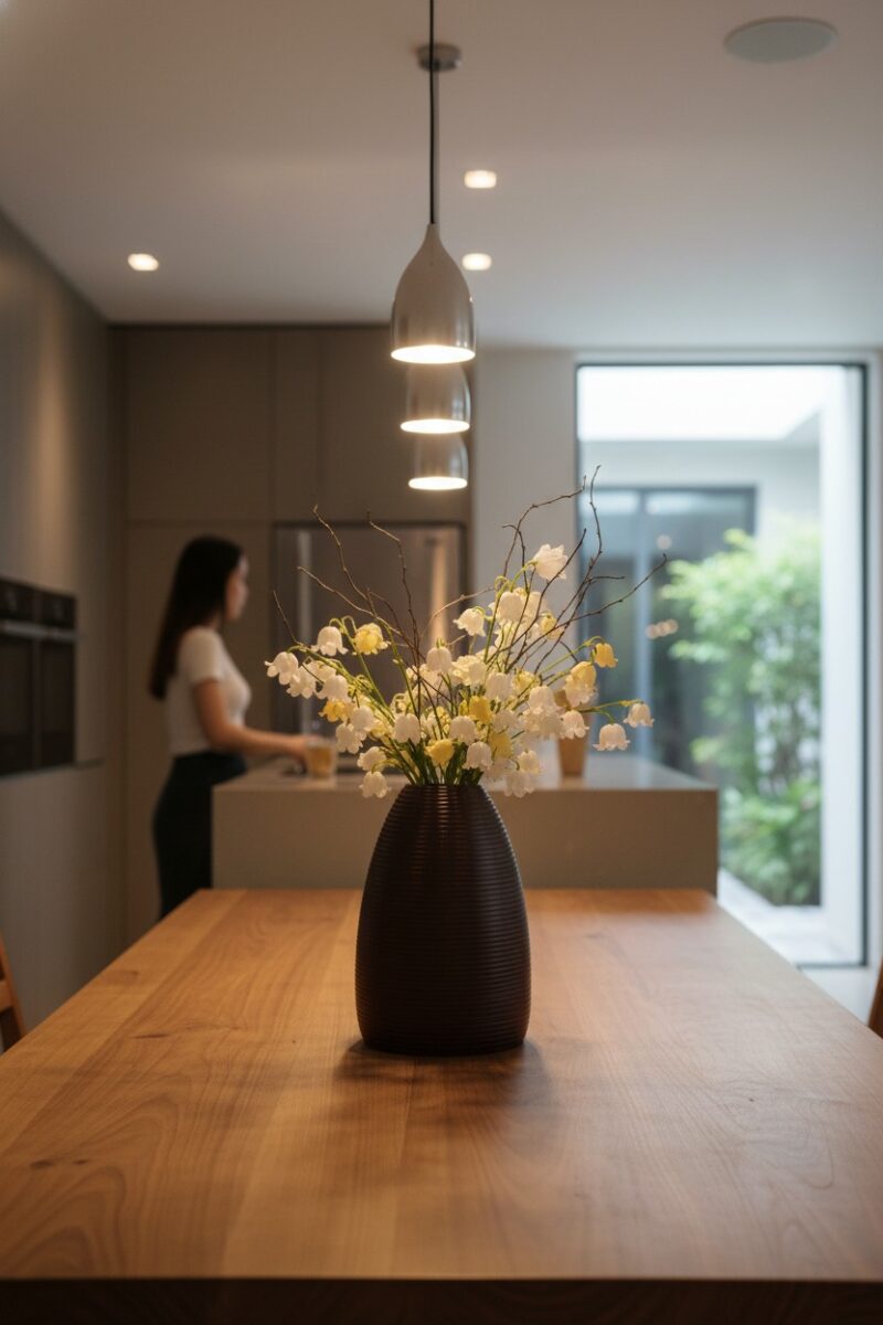 Lọ hoa dáng chuông nâu mộc Bát Tràng cao 48cm l... Lọ hoa dáng chuông nâu mộc Bát Tràng cao 48cm l...