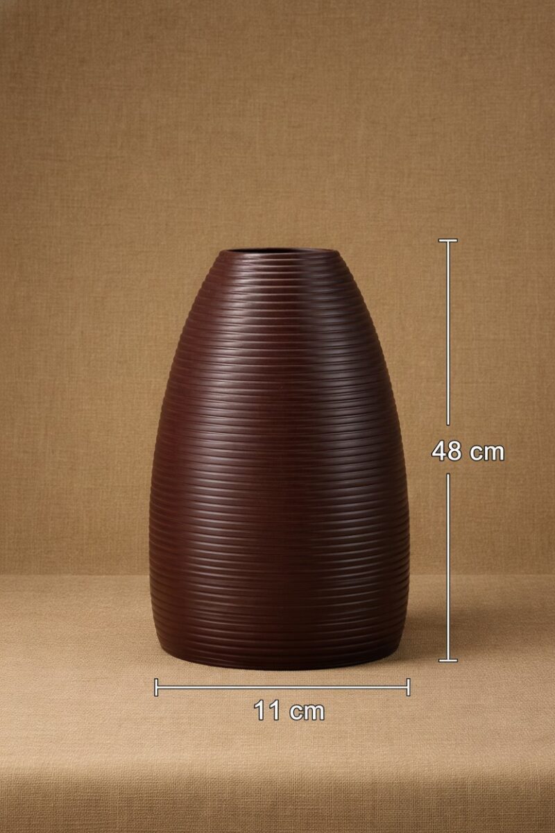 Kích thước Lọ hoa dáng chuông hoạ tiết sọc ngang nâu mộc Bát Tràng BT_LH97 Kích thước Lọ hoa dáng chuông hoạ tiết sọc ngang nâu mộc Bát Tràng BT_LH97