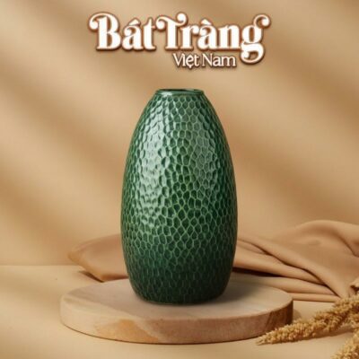 Lọ hoa dáng chuông hoạ tiết tổ ong men lục bảo Bát Tràng BT_LH66 - Ảnh đại diện