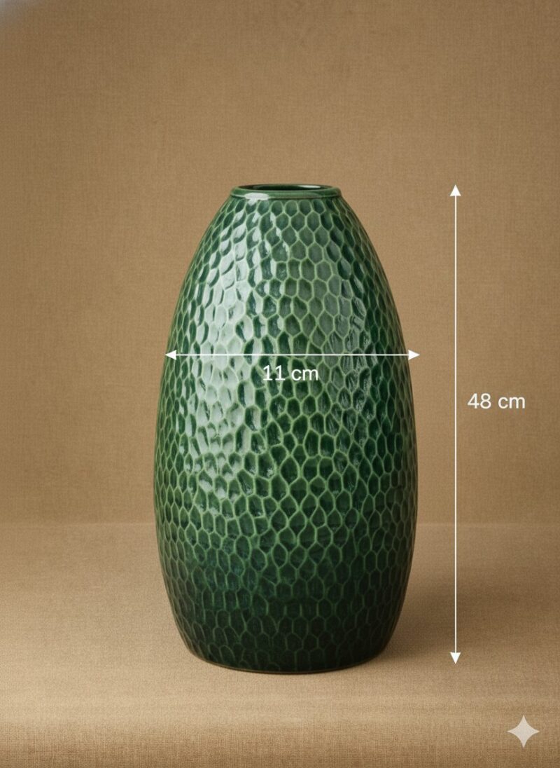 Kích thước Lọ hoa dáng chuông hoạ tiết tổ ong men lục bảo Bát Tràng BT_LH66