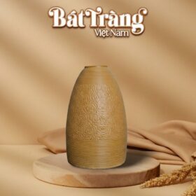 Lọ hoa dáng chuông hoa văn khắc nổi men nâu Bát Tràng BT-LH72