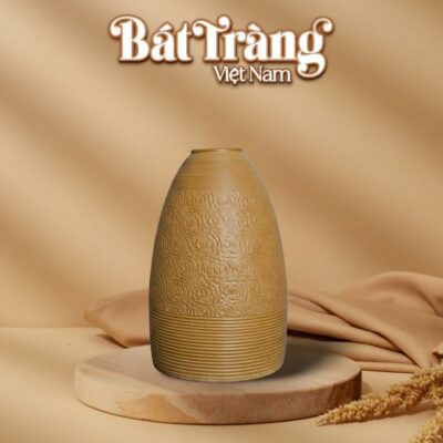 Lọ hoa dáng chuông hoa văn khắc nổi men nâu Bát Tràng BT_LH72 - Ảnh đại diện