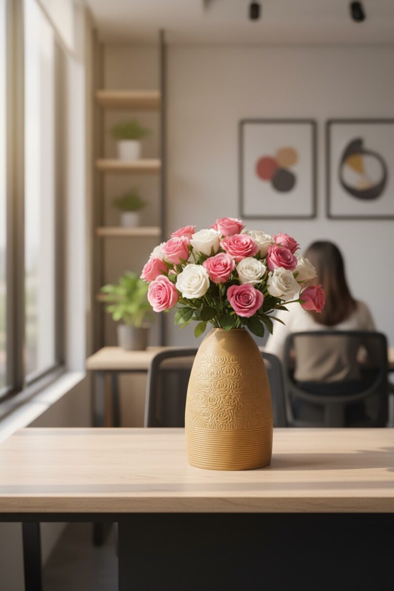 Cận cảnh lọ hoa gốm Bát Tràng men nâu cao 48cm ...