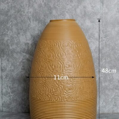 Kích thước Lọ hoa dáng chuông hoa văn khắc nổi men nâu Bát Tràng BT_LH72