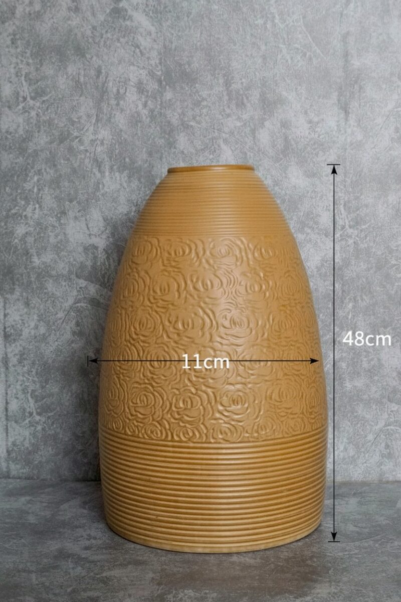 Kích thước Lọ hoa dáng chuông hoa văn khắc nổi men nâu Bát Tràng BT_LH72