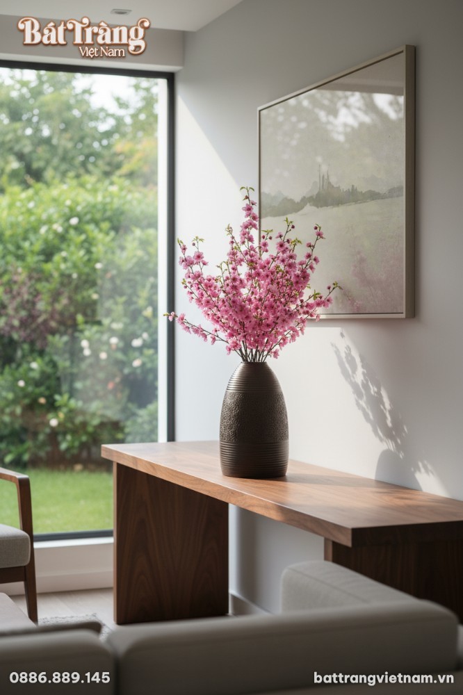 Một chiếc b&igrave;nh gốm B&aacute;t Tr&agrave;ng cao 48cm, với lớp ...