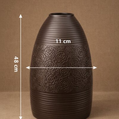 Kích thước Lọ hoa dáng chuông men đen hoạ tiết khắc tay hoa nhí Bát Tràng BT_LH102