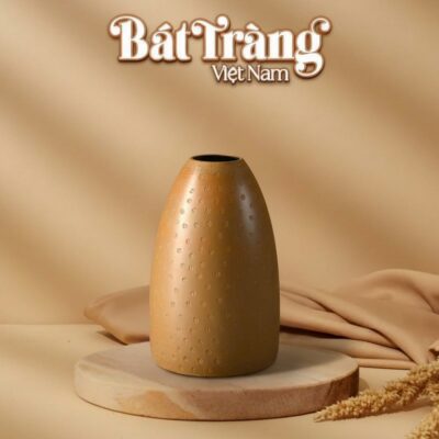 Lọ hoa dáng chuông men nâu hoạ tiết kẻ ngang Bát Tràng BT_LH104 - Ảnh đại diện