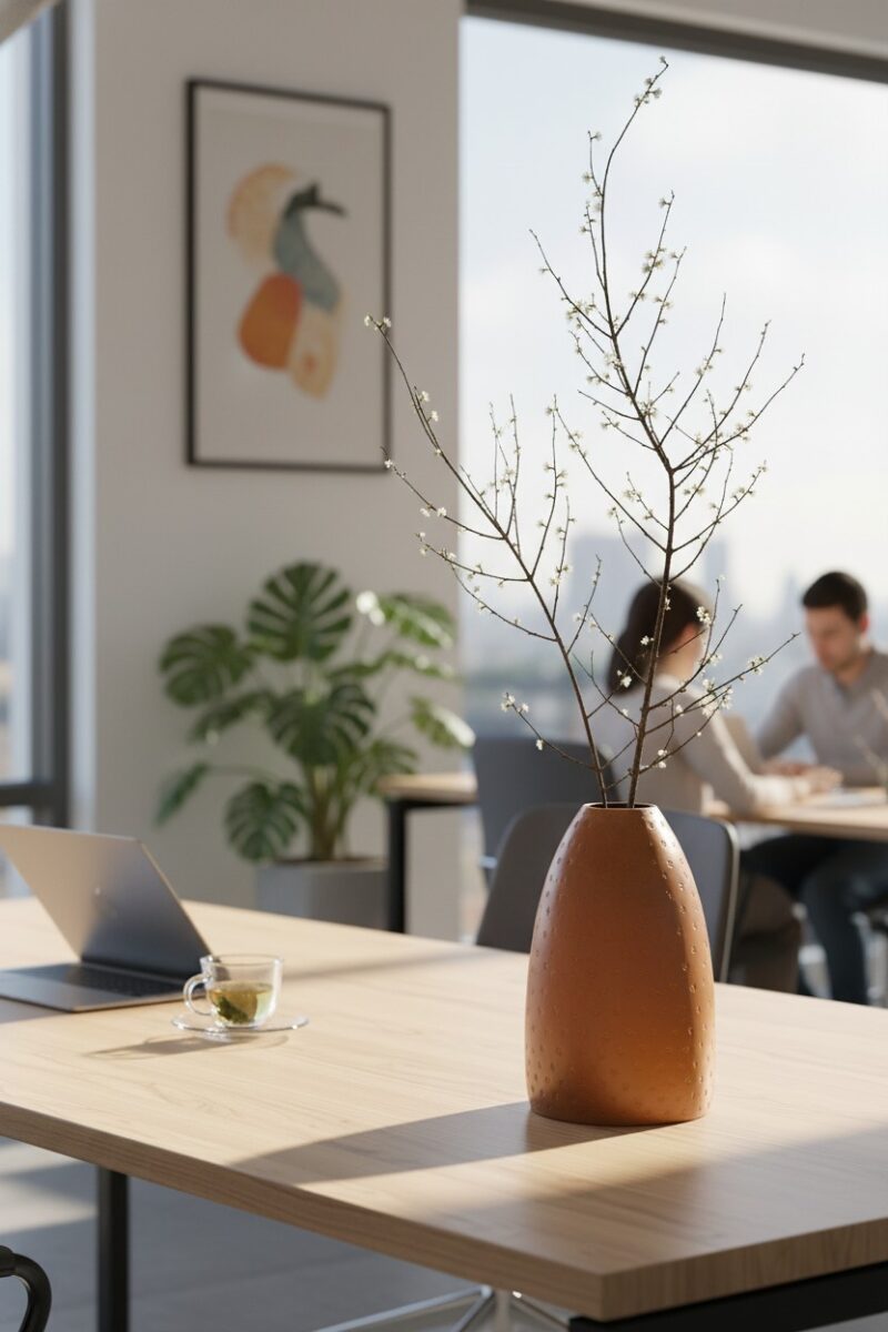 Lọ hoa Bát Tràng men nâu đất 48cm dáng giọt nướ...