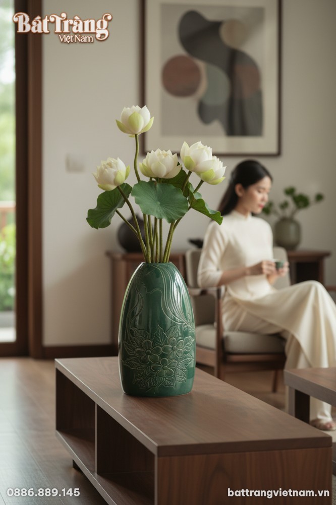 Ph&ograve;ng kh&aacute;ch hiện đại Việt Nam với nội thất gỗ t...