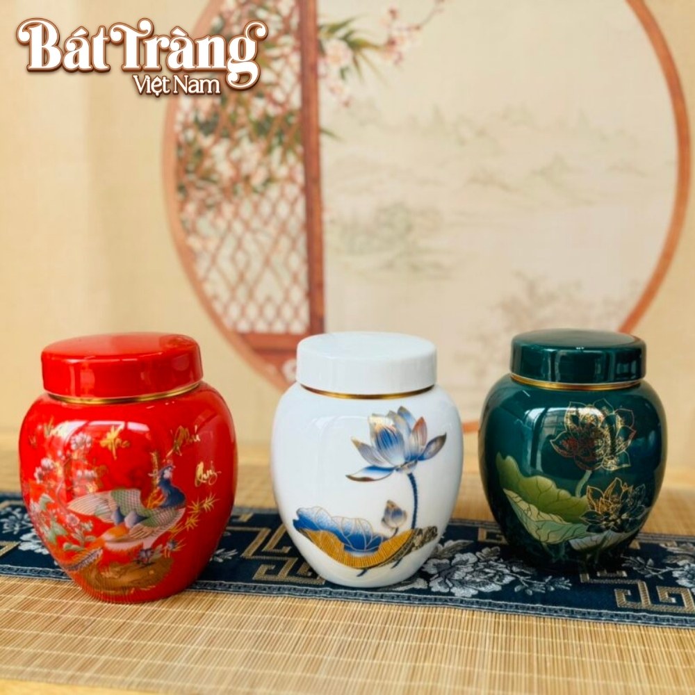 Hũ đựng trà gốm sứ