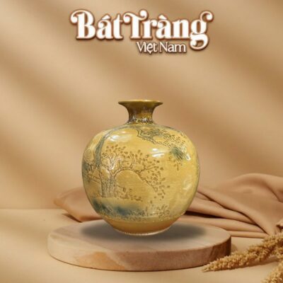 Bình hút lộc men hoàng thổ khắc nổi cây cối BT-LHS31 - Ảnh đại diện