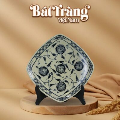 Đĩa ảo men rạn hoạ tiết hoa cúc đen BT-BD72 - Ảnh đại diện