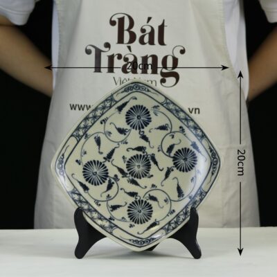 Kích thước Đĩa ảo men rạn hoạ tiết hoa cúc đen BT-BD72