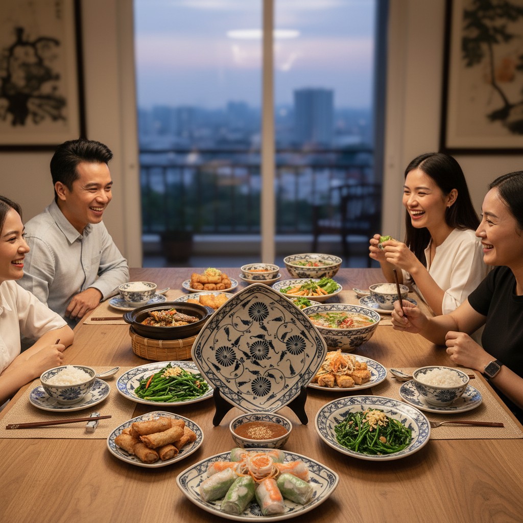 - để sản phẩm lên bàn ăn