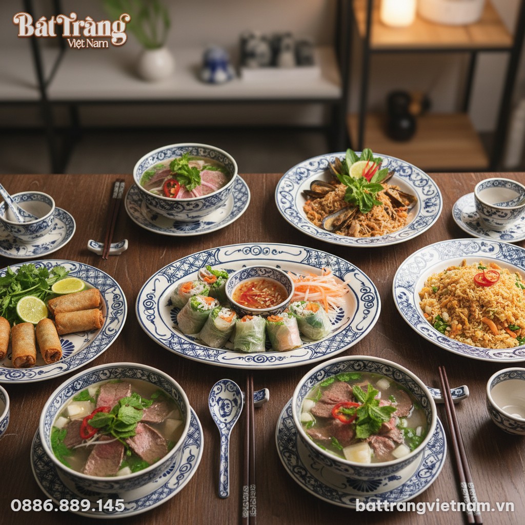 - để sản phẩm lên bàn ăn