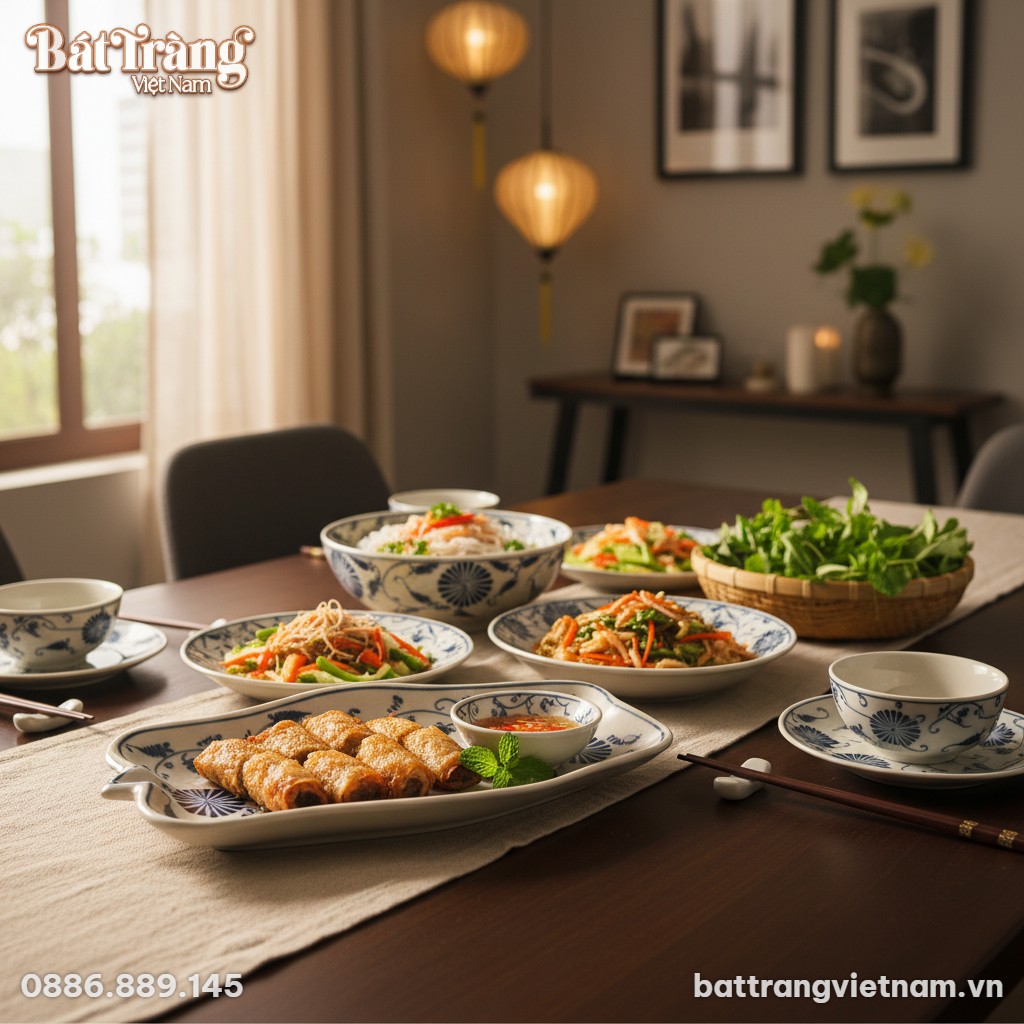 Bữa ăn gia đình Việt ấm cúng: Đĩa khay lá chuối...