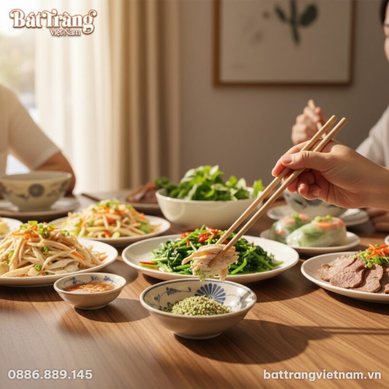 Đĩa muối gốm Bát Tràng men rạn, họa tiết hoa cú...