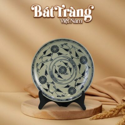 Đĩa tròn men rạn hoạ tiết hoa cúc đen BT-BD68 - Ảnh đại diện