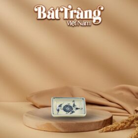 Khay gia vị chữ nhật 1 ngăn men rạn hoạ tiết hoa cúc đen BT-BD75