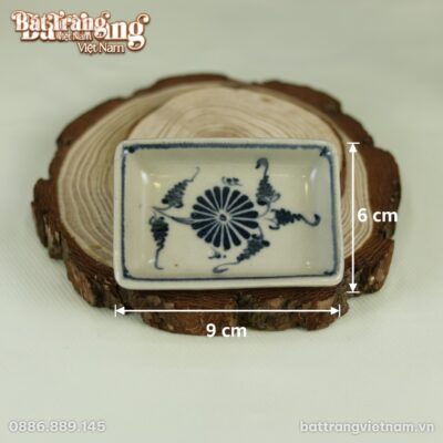 Kích thước Khay gia vị chữ nhật 1 ngăn men rạn hoạ tiết hoa cúc đen BT-BD75