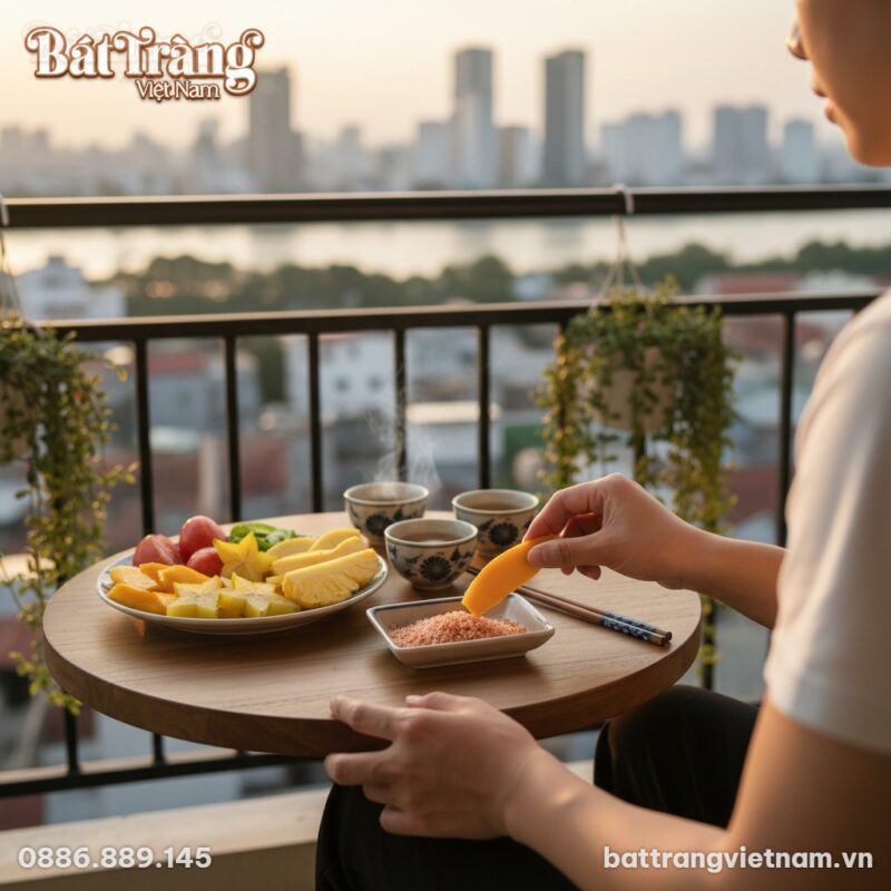 Khay gia vị Bát Tràng (6x9cm) men trắng ngà, họ...