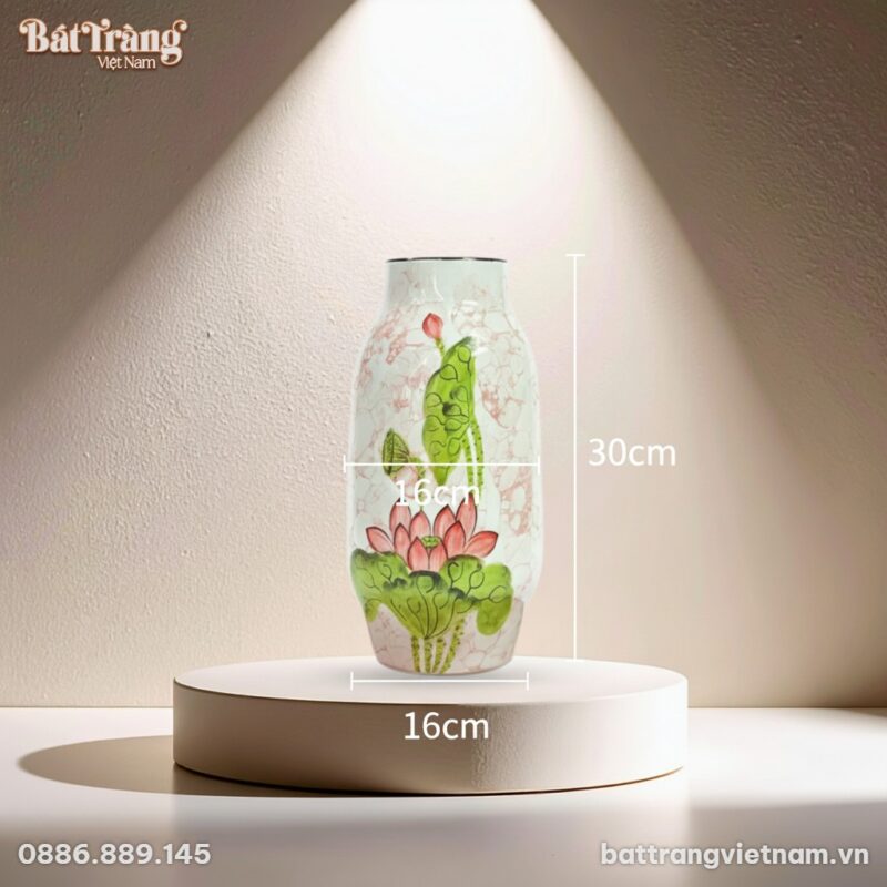 Kích thước Lọ dáng phích hoạ tiết hoa sen BT-LHS05