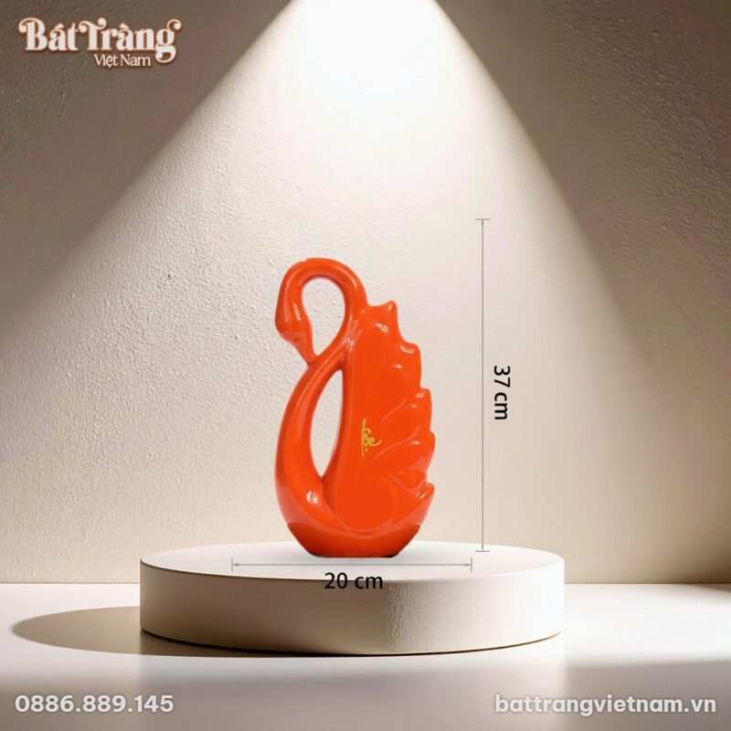 Kích thước Lọ decor thiên nga đỏ vẽ chữ Lộc BT-TGS01